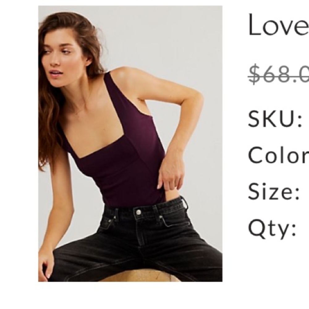 NWOT Free People Love to Love You Bodysuit XS Eggplant